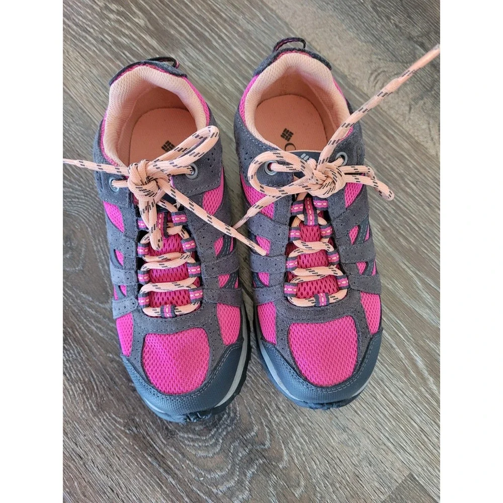 Columbia Youth Redmond Waterproof Hiking Shoes Charcoal Pink Size 3Y #6